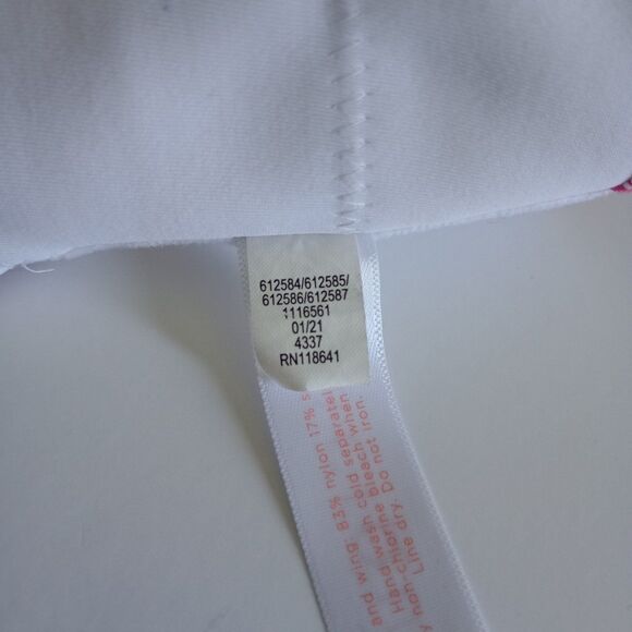 Cacique 46DDD Lightly Lined Full Coverage 4 Hook Pink White Leaves Plus Size - Picture 9 of 9